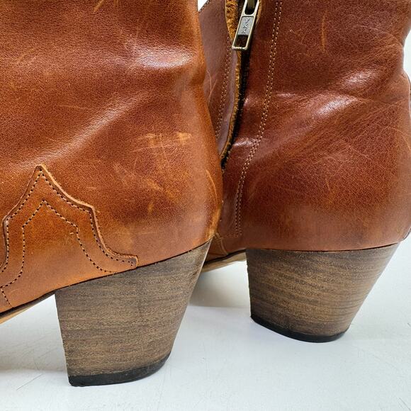 ISABEL MARANT 'Dicker' Cognac Leather Western Ankle Boots - Picture 9 of 11